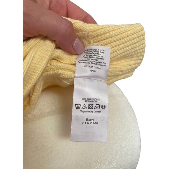 Eddie Bauer Cardigan Cotton Cable Knit Button Down Butter Yellow Grannycore - Picture 6 of 7